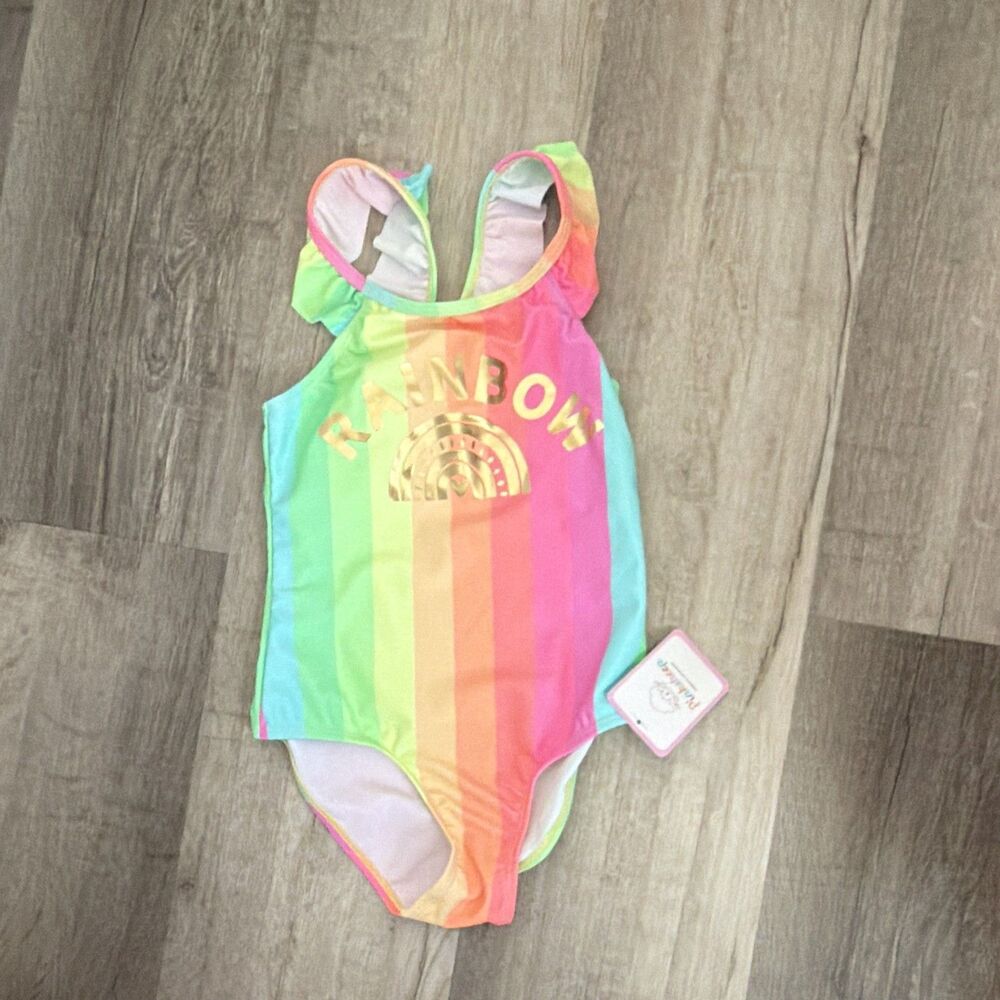 Girls Rainbow Swimsuit Size 4 NWT A4